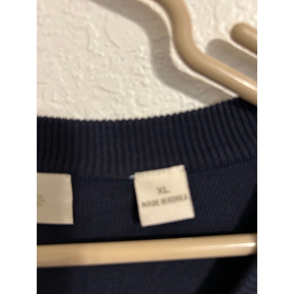 Harry Vardon Mens XL Navy Blue V-Neck Sweater Tonal Diamond Argyle Knit Pullover - Picture 3 of 5